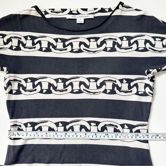Diane Von Furstenberg  Brenna 100% Silk Dress in Chain Bands Black Sz 6 - Picture 16 of 16